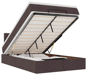 vidaXL Οθωμανικό κρεβάτι με στρώμα Σκούρο καφέ 120x190 cm Ύφασμα