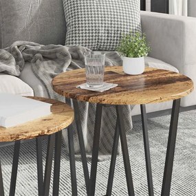 vidaXL Σετ βοηθητικά τραπεζάκια 2 pcs Παλιό ξύλο και μαύρο
