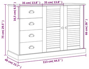 Μπουφές με Συρτάρια VIGO Γκρι 113x40x75 εκ. Μασίφ Ξύλο Πεύκο - Γκρι