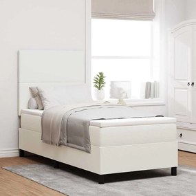 vidaXL Κρεβάτι με ελατήριο και στρώμα & LED κρέμα 80x200 εκ. κοτλέ ύφασμα