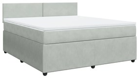 Κρεβάτι Boxspring με Στρώμα Ανοιχτό Γκρι 180x200 εκ. Βελούδινο - Γκρι