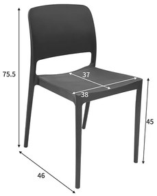 Καρέκλα Fenxy pakoworld pp σε μαύρη απόχρωση 38x42x77εκ