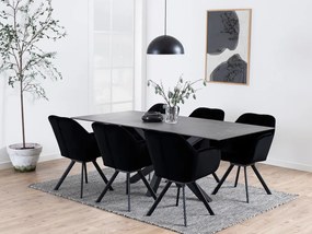 Τραπέζι Oakland 505, Γκρι, Μαύρο, 76x100x200cm, 78 kg, Κεραμικός, Επεξεργασμένο γυαλί, Μέταλλο | Epipla1.gr