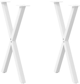 VidaXL Πόδια Τραπεζαρίας σε Σχήμα Χ, 2 τεμ. Λευκά 57x(72-73) εκ. Ατσάλι