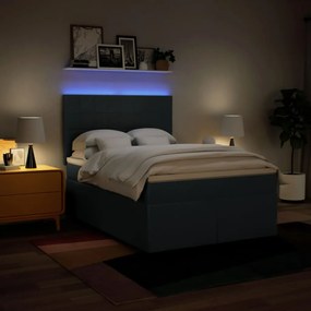 vidaXL Κρεβάτι Boxspring με Στρώμα Μπλε 140x200 εκ. Υφασμάτινο