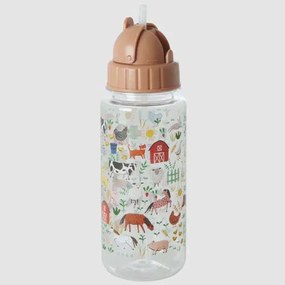 Μπουκάλι Με Καλαμάκι RICE-PLBOT-FARMTOTO Farm 500ml 6,5x21cm Πλαστικό Beige-Multi Rice 500ml Plastic