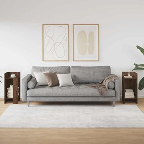 Τραπεζάκια 2 τεμ. με ράφι Καφέ Δρυς 25,5x27x60 εκ. - Καφέ