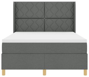 vidaXL Κρεβάτι Box Spring με Στρώμα σε Σκοτεινό Γκρι - 140x200 εκ Υφασμάτινο