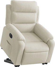 vidaXL Πολυθρόνα Ηλεκ. Ανακλινόμενη με Ανύψωση Κρεμ Βελούδο