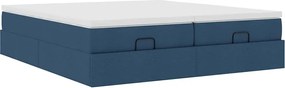 vidaXL Οθωμανικό κρεβάτι με στρώματα μπλε 180x200cm ύφασμα