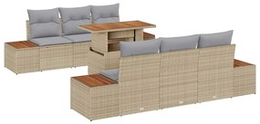 vidaXL Σετ Καναπέ Κήπου με αποθήκευση 7 pcs Μπεζ Πολυ ράταν