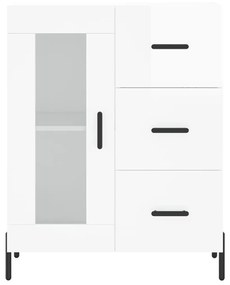 Ντουλάπι Γυαλιστερό Λευκό 69,5x34x90 εκ. Επεξεργασμένο Ξύλο - Λευκό