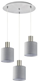 SE21-NM-4-3NM-SH2 ADEPT TUBE Nickel Matt Pendant Grey Fabric Shade+