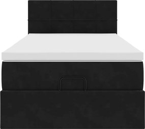 vidaXL Οθωμανικό κρεβάτι με στρώμα Μαύρο 90x190cm Velvet