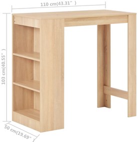 vidaXL Τραπέζι Μπαρ με Ράφι Χρώμα Δρυός 110 x 50 x 103 εκ.