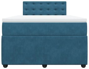 vidaXL Κρεβάτι Boxspring με Στρώμα Μπλε 120x200 εκ. Βελούδινο