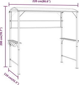 vidaXL Κιόσκι με Οροφή Ανθρακί 220x110x200 εκ.