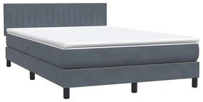 BOX SPRING ΚΡΕΒΑΤΙ ΜΕ ΣΤΡΩΜΑ ΣΚΟΥΡΟ ΓΚΡΙ 140X220 CM ΒΕΛΟΥΔΙΝΟ 3316450