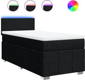 vidaXL Κρεβάτι Boxspring με Στρώμα Μαύρο 100 x 200 εκ. Υφασμάτινο