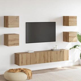 vidaXL Σετ επίπλου τηλεόρασης 6 pcs Καφέ 160 x 30 x 30 εκ.