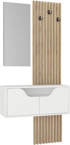 Έπιπλο εισόδου Naro Megapap χρώμα λευκό - sepet oak 90x35x204,2εκ.