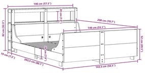 Σκελετός Κρεβατιού Χωρίς Στρώμα Καφέ 140x200 Μασίφ Ξύλο Πεύκου - Καφέ