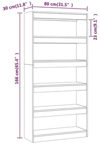 ΒΙΒΛΙΟΘΗΚΗ/ΔΙΑΧΩΡΙΣΤΙΚΟ ΧΩΡΟΥ ΛΕΥΚΟ 80X30X166 ΕΚ. ΜΟΡΙΟΣΑΝΙΔΑ 811718