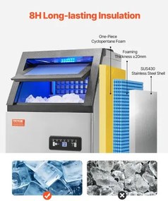 VEVOR Commercial Ice Maker Freestanding Cabinet Machine 120lbs/24H 36 Ice Cubes