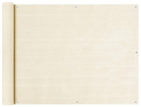 vidaXL Διαχωριστικό Βεράντας Κρεμ 90 x 400 εκ. από HDPE