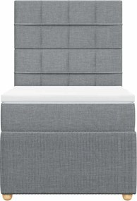 vidaXL Κρεβάτι Boxspring με Στρώμα Ανοιχτό Γκρι 90x190 εκ. Υφασμάτινο