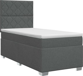 vidaXL Κρεβάτι box spring με στρώμα Σκούρο Γκρι 100 x 200 cm Ύφασμα