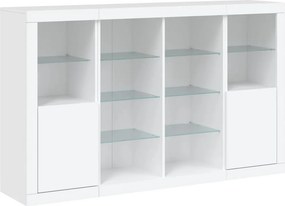 vidaXL Μπουφέδες με Φώτα LED 3 τεμ. Λευκοί από Επεξεργασμένο Ξύλο