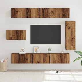 vidaXL Σετ Καθισμάτων Τηλεόρασης 8 pcs Παλιό ξύλο 30.5 x 30 x 90 cm