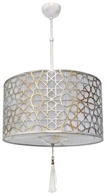 Φωτιστικό Οροφής Casablanca 14-0285 3/Ε27 Αμπαζούρ White-Bronze Heronia Μέταλλο,Ύφασμα