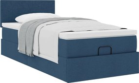 vidaXL Οθωμανικό κρεβάτι με στρώμα μπλε 90x190cm ύφασμα