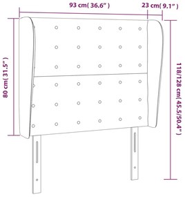 Κεφαλάρι με Πτερύγια Μαύρο 93 x 23 x 118/128 εκ.Συνθετικό Δέρμα 3118034
