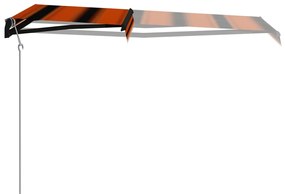 vidaXL Τέντα Συρόμενη με Αισθ. Ανέμου & LED Πορτοκαλί/Καφέ 350x250 εκ.