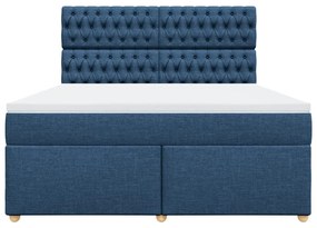 Κρεβάτι Boxspring με Στρώμα Μπλε 180x200 εκ. Υφασμάτινο - Μπλε