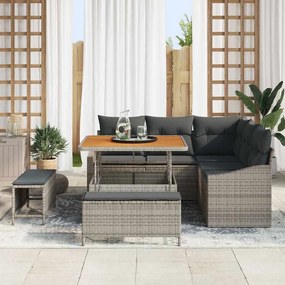 vidaXL Σετ Καναπέ Κήπου με μαξιλάρι 8 pcs Γκρι Πολυ ράταν