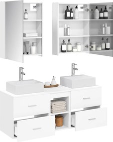 vidaXL Σετ Επίπλων Μπάνιου 5 pcs Λευκό Επεξεργασμένο Ξύλο και Γυαλί