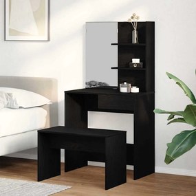 vidaXL Σετ Τραπεζιού Μακιγιάζ 2 pcs Μαύρη Οξυά Επεξεργασμένο ξύλο