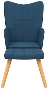 vidaXL Πολυθρόνα Relax Μπλε Υφασμάτινη με Σκαμπό