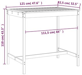 ΤΡΑΠΕΖΙ ΚΗΠΟΥ 121X82,5X110 ΕΚ. ΑΠΟ ΜΑΣΙΦ ΞΥΛΟ ΨΕΥΔΟΤΣΟΥΓΚΑΣ 824093