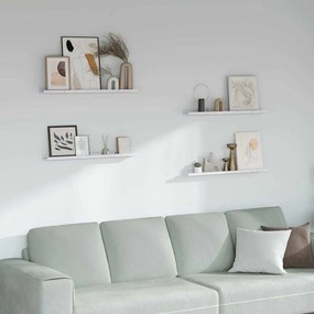 Ράφι Τοίχου με ράφι Επιτοίχιο 4 pcs Λευκό Μάρμαρο 80 x 9 x 3 cm