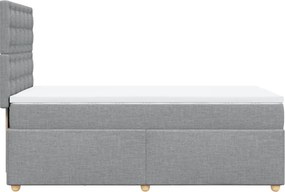 vidaXL Κρεβάτι Boxspring με Στρώμα Ανοιχτό Γκρι 100x200 εκ. Υφασμάτινο