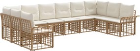 vidaXL Σειρά Καναπέ Εξωτερικού 10 pcs Φυσικό και Κρέμα Λευκό