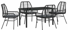 vidaXL Σέτ φαγητού για κήπο 5 pcs Μαύρο συνθετικό ρατάν