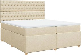 vidaXL Κρεβάτι Boxspring με Στρώμα Κρεμ 200x200 εκ. Υφασμάτινο
