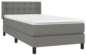 vidaXL Κρεβάτι Boxspring με Στρώμα Σκούρο Γκρι 90x190 εκ. Υφασμάτινο