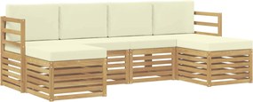 vidaXL Σειρά Καναπέ Εξωτερικού 6 pcs Λευκό και Κρεμ